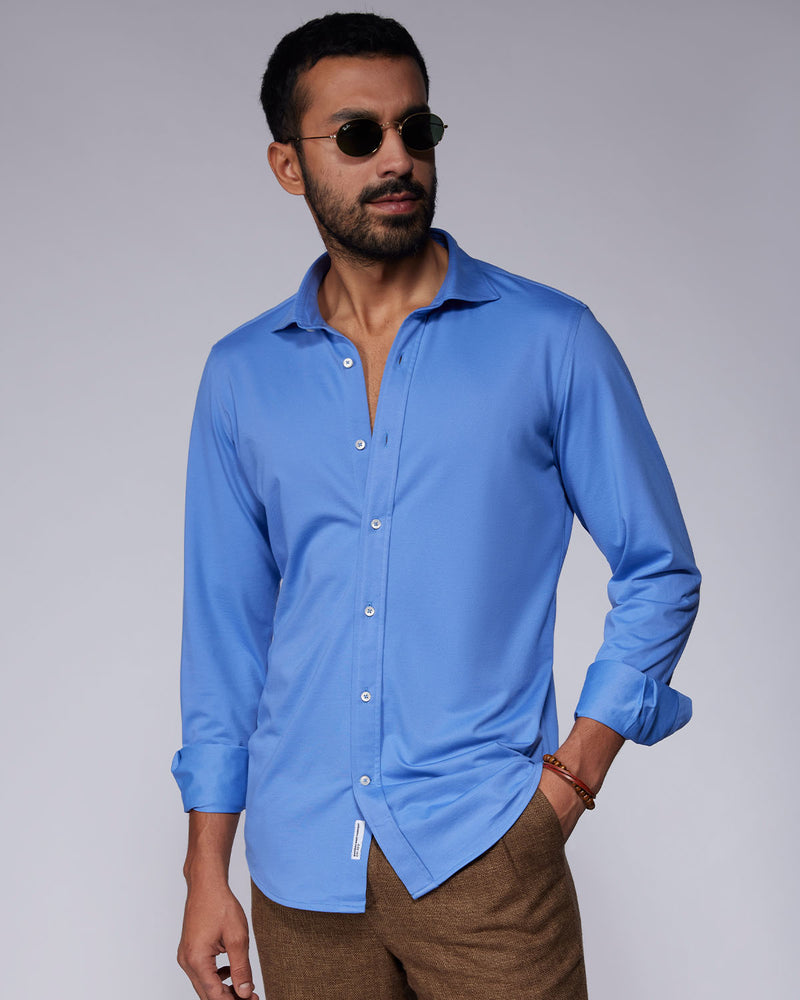 Stretch Knit Shirt - Blue