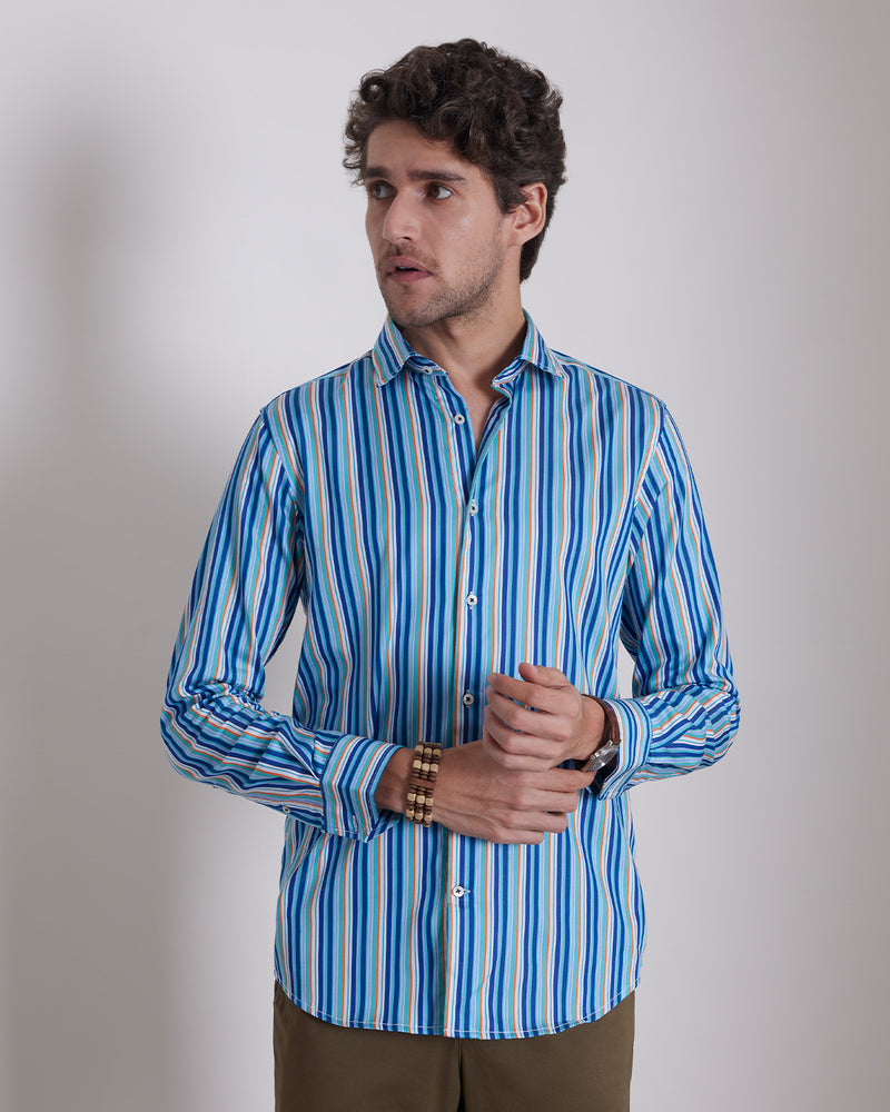 Multicoloured Twill Striped Shirt