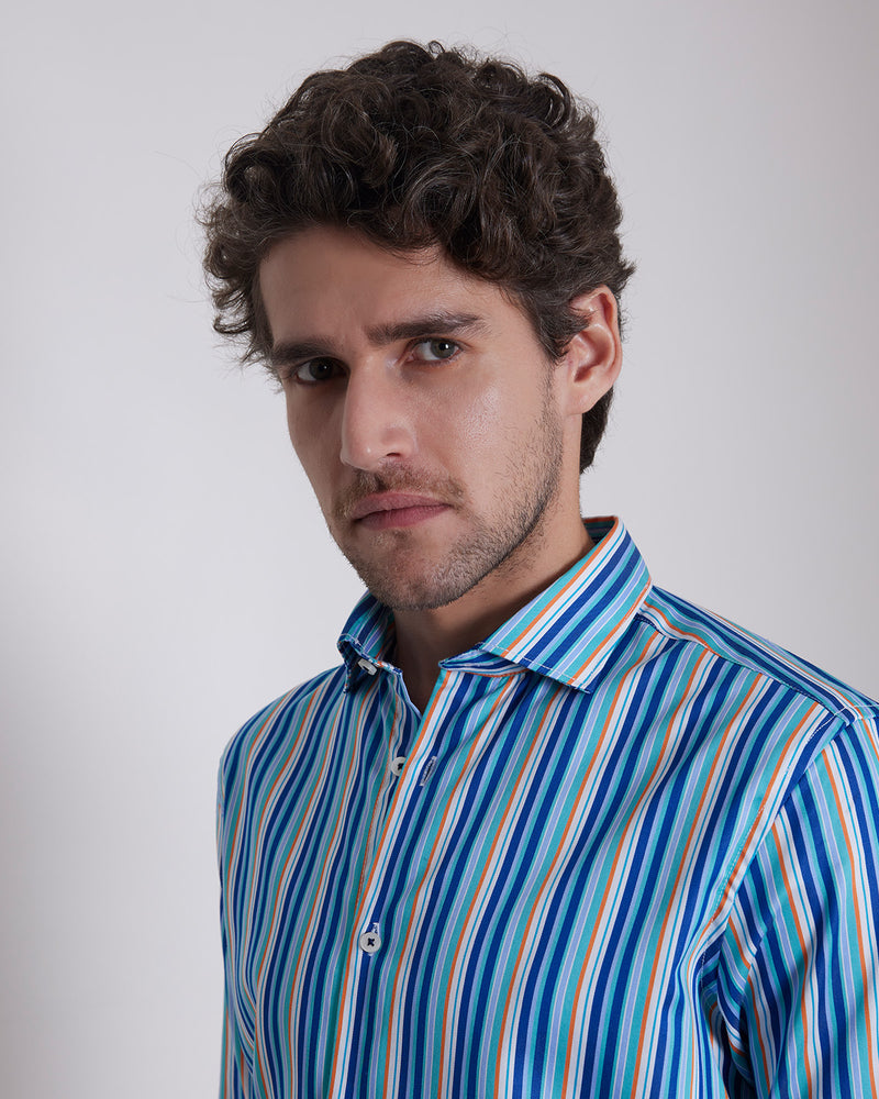 Multicoloured Twill Striped Shirt