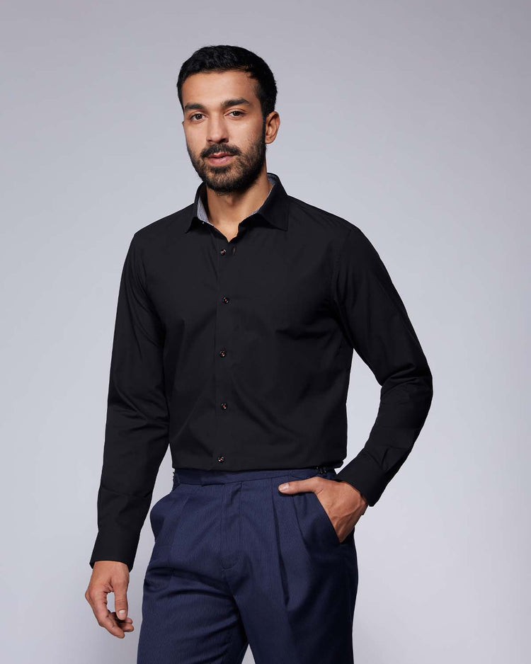 Cotton Oxford Shirt - Black