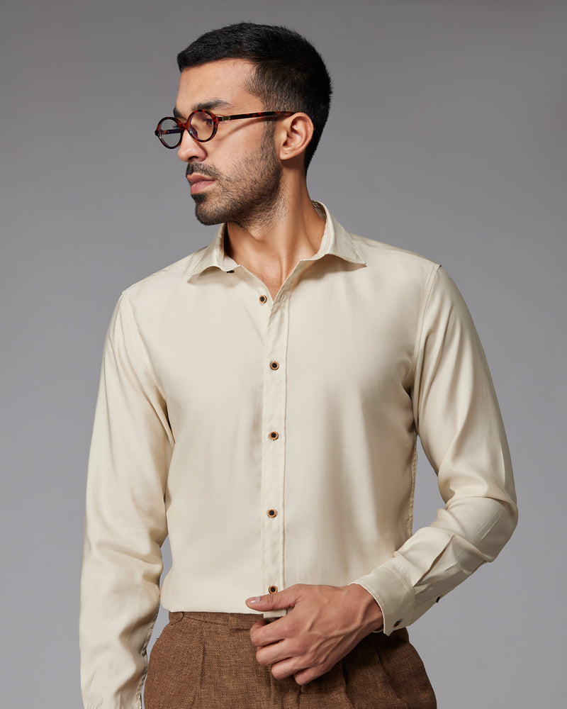 Beige Lyocell Twill Shirt