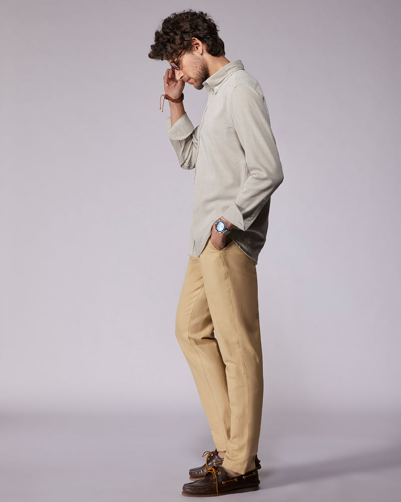 Beige Melange Corduroy Shirt