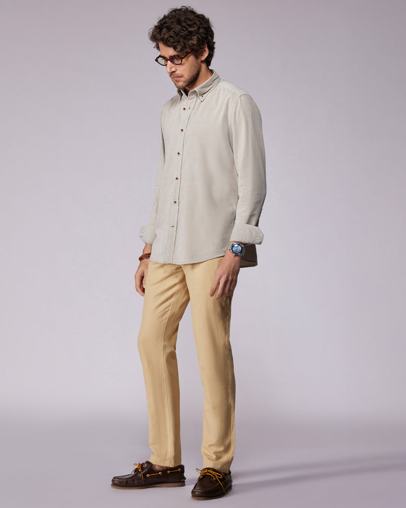 Beige Melange Corduroy Shirt