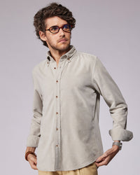 Beige Melange Corduroy Shirt