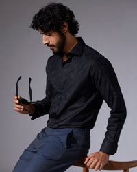 Black Geometric Jacquard Shirt