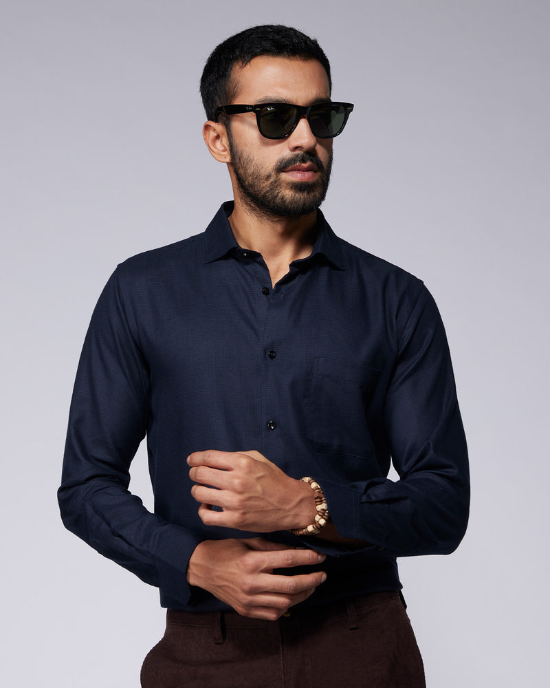 Blue Cotton Twill Shirt