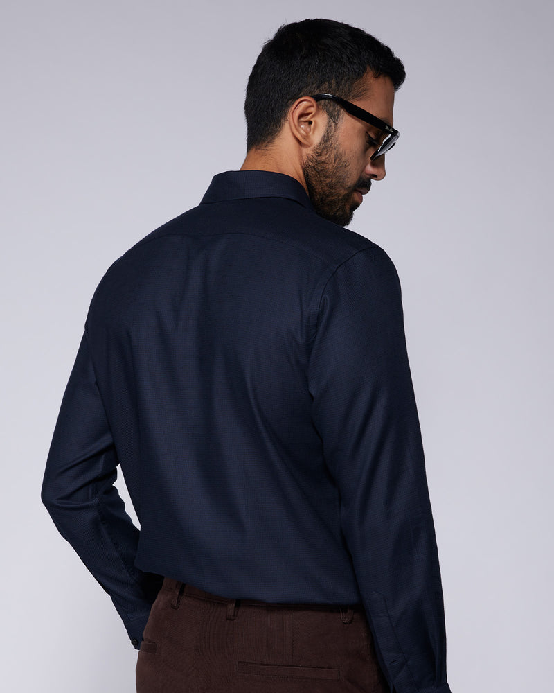 Blue Cotton Twill Shirt