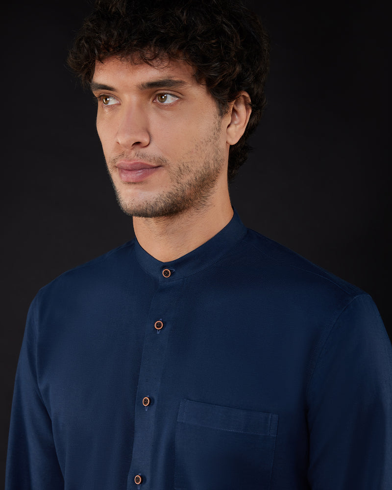 Navy Cotton Linen Shirt