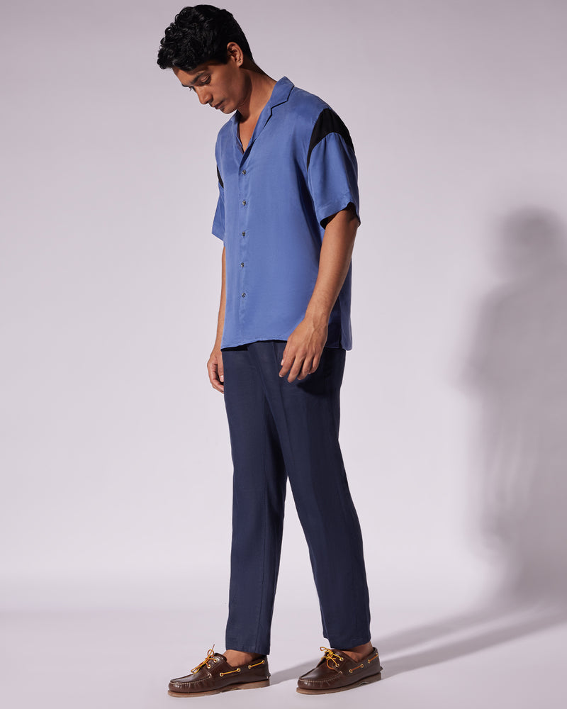 Blue Half-Sleeve Cupro Shirt