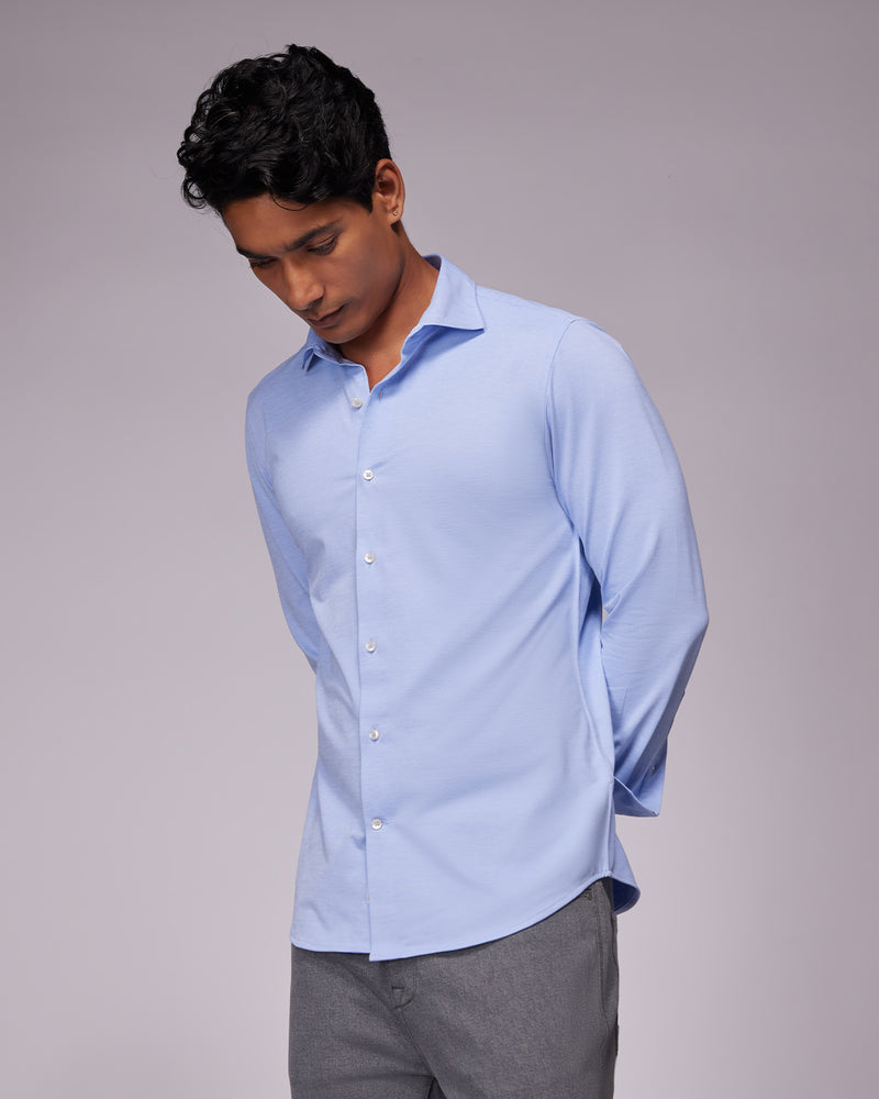 Blue Stretch Knit Shirt