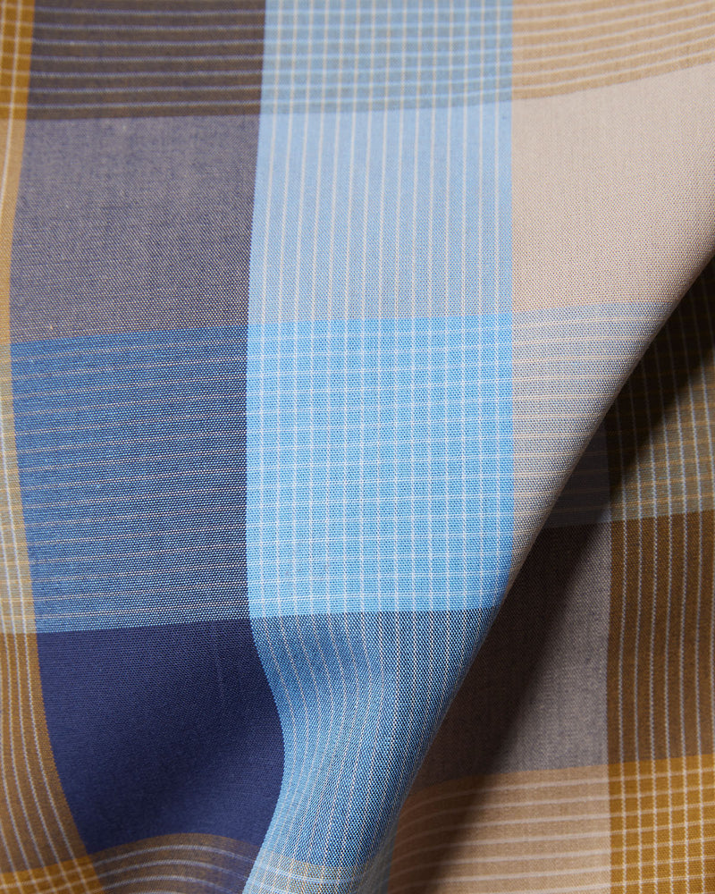 Blue & Ochre Cotton Checked Shirt