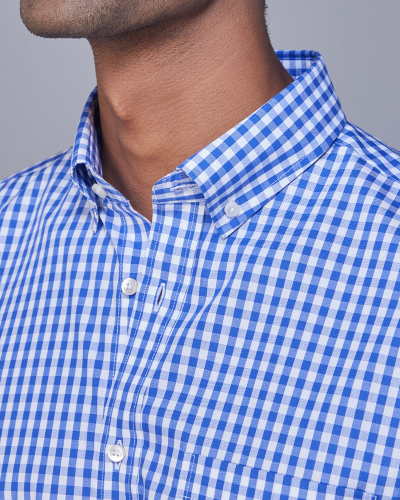 Dark Blue Gingham Checked Shirt Bombay Shirt Company