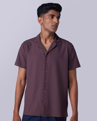 Brown Stretch Dobby Shirt