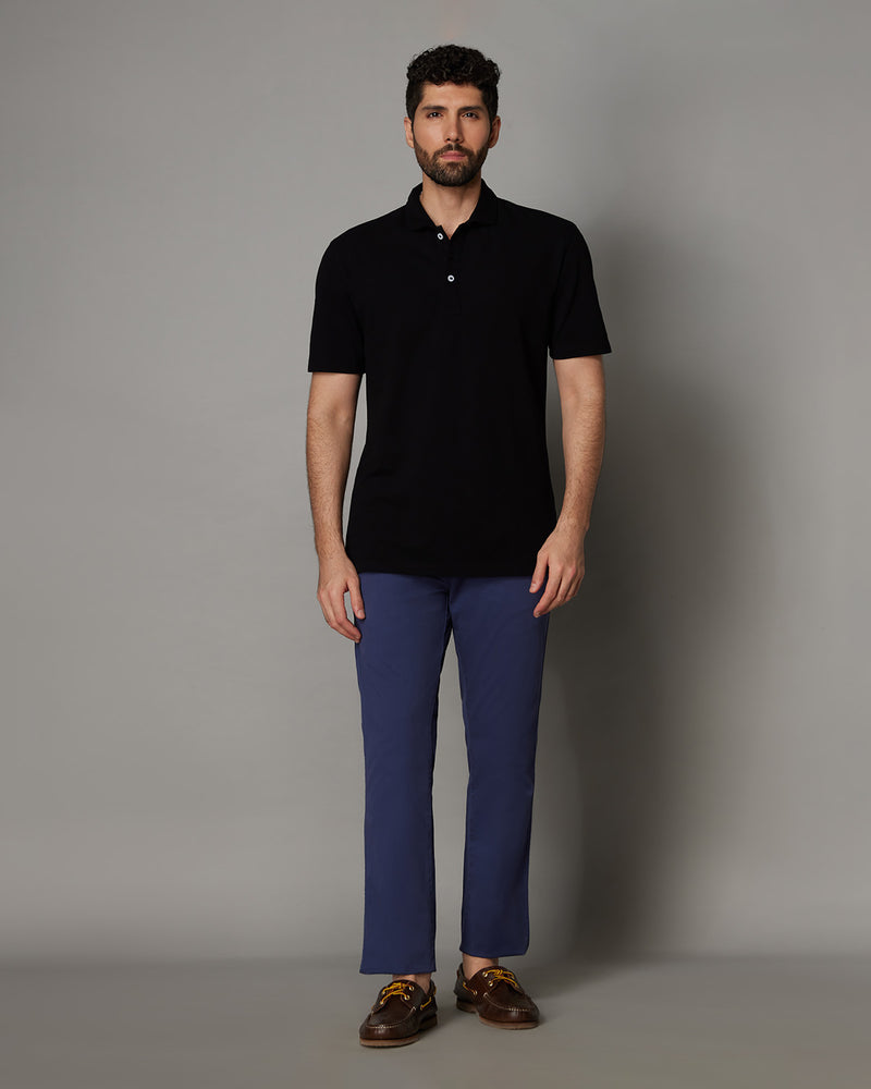 Signature Button Polo T-Shirt - Black