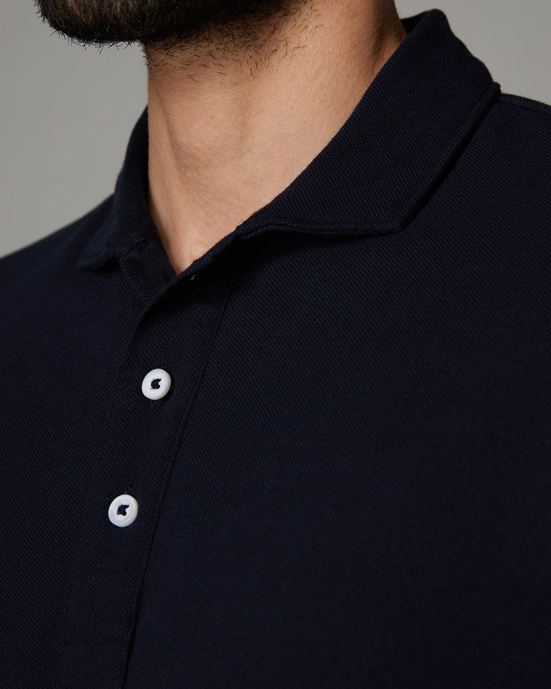 Signature Button Polo T-Shirt - Navy