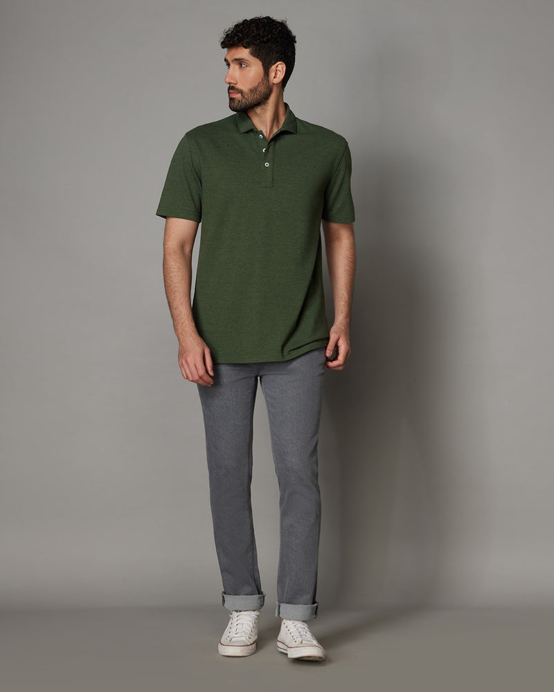 Signature Button Polo T-Shirt - Olive