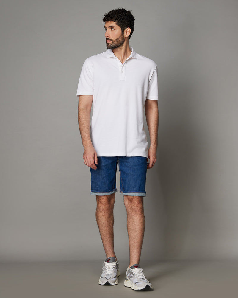 Signature Button Polo T-Shirt - White