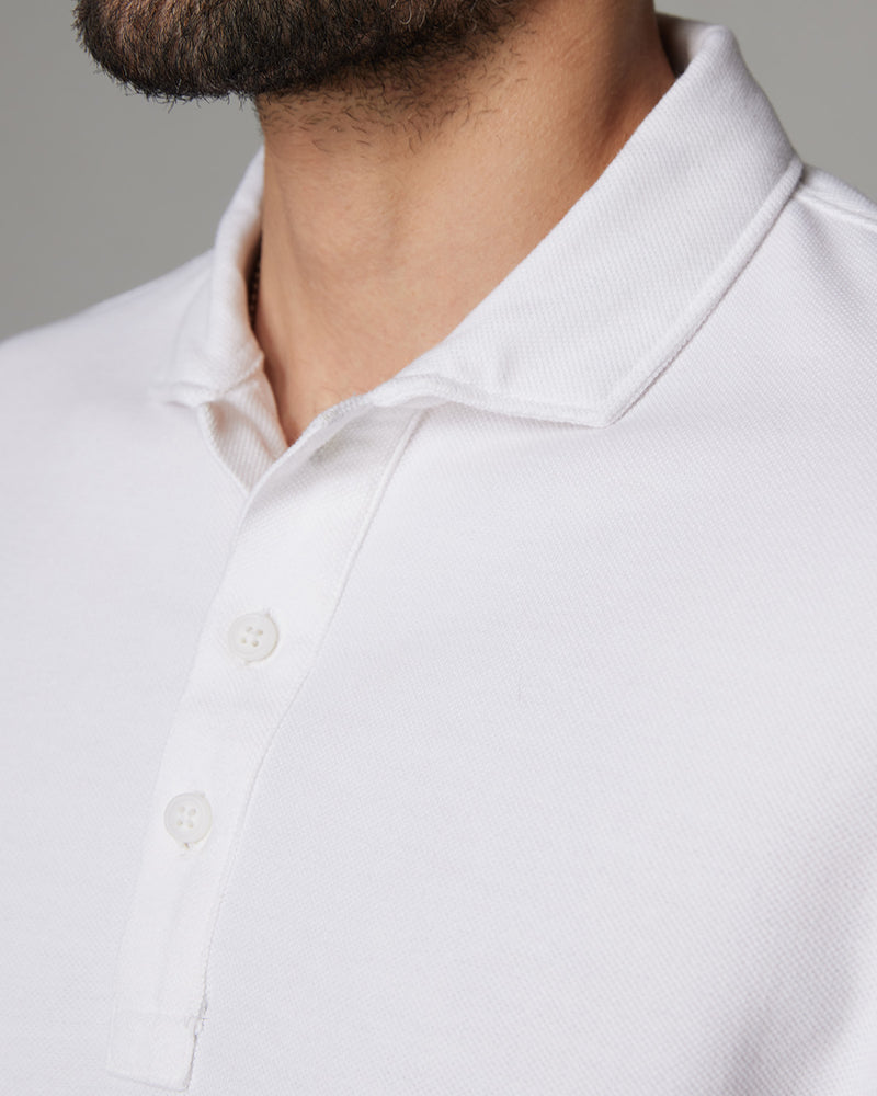 Signature Button Polo T-Shirt - White