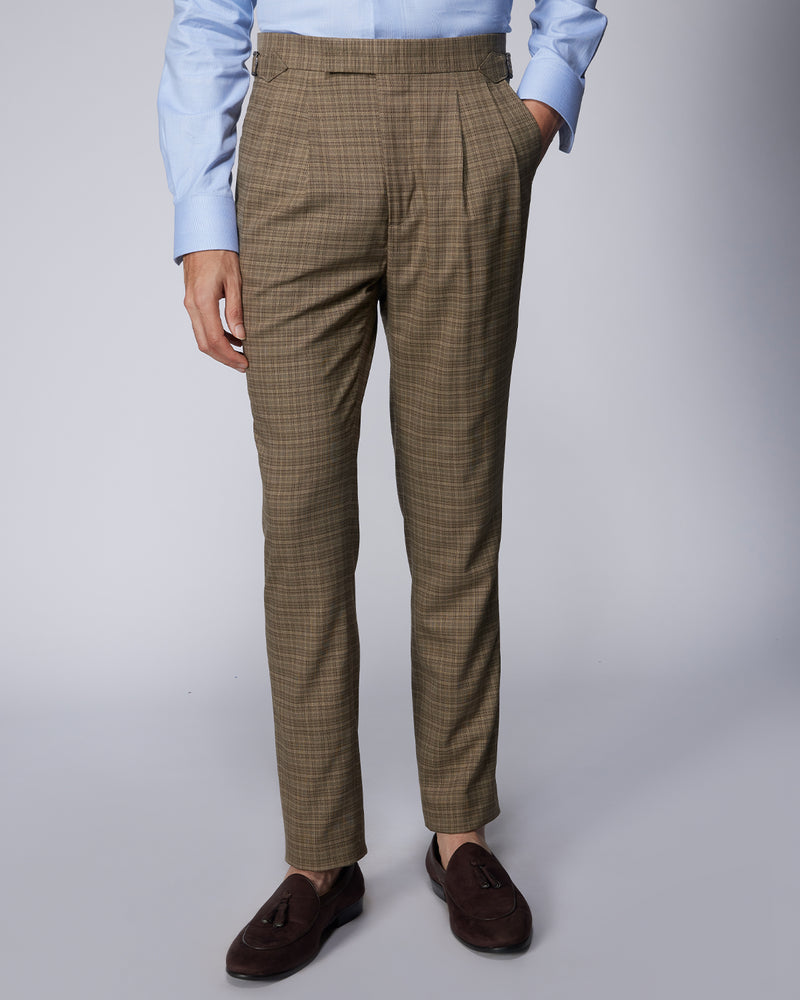 Cadenza Checked Neapolitan Dress Pants - Brown