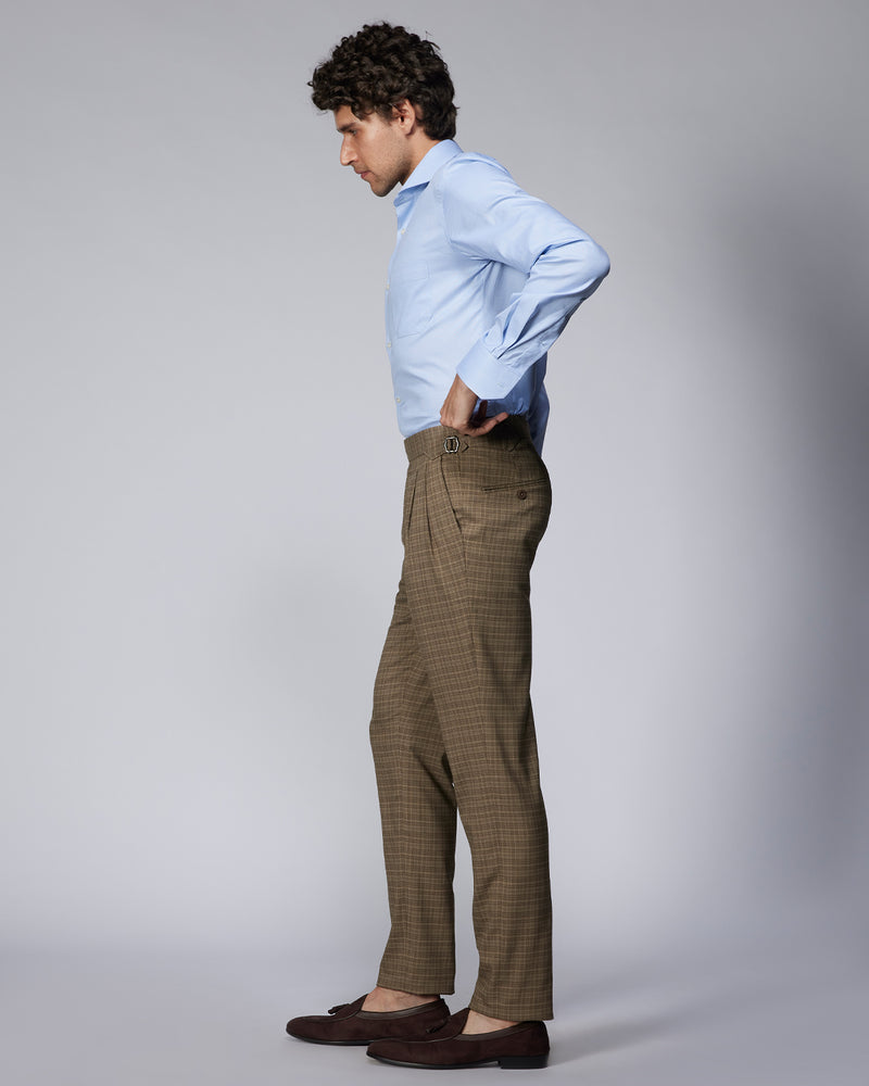 Cadenza Checked Neapolitan Dress Pants - Brown