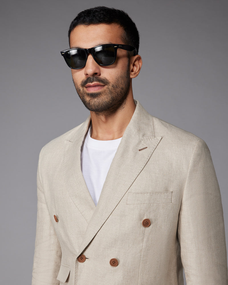 The Cedarwood Double Breasted Blazer - Beige