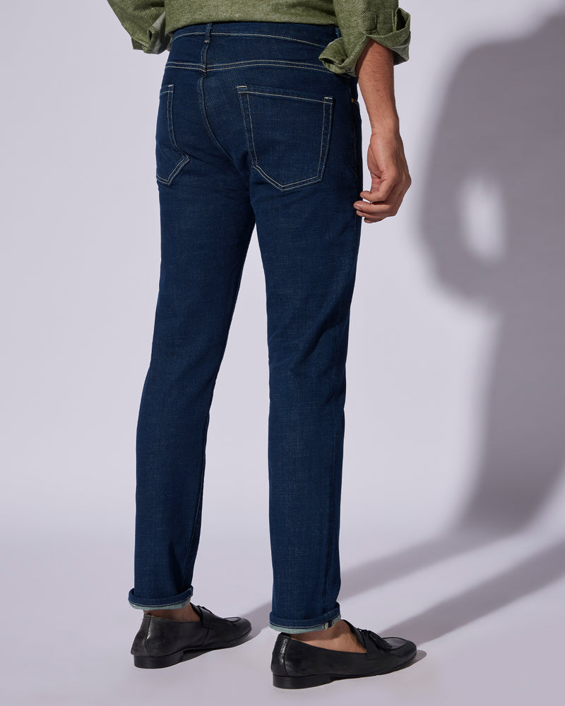 Aged Indigo Stretch Jeans - Mid Blue