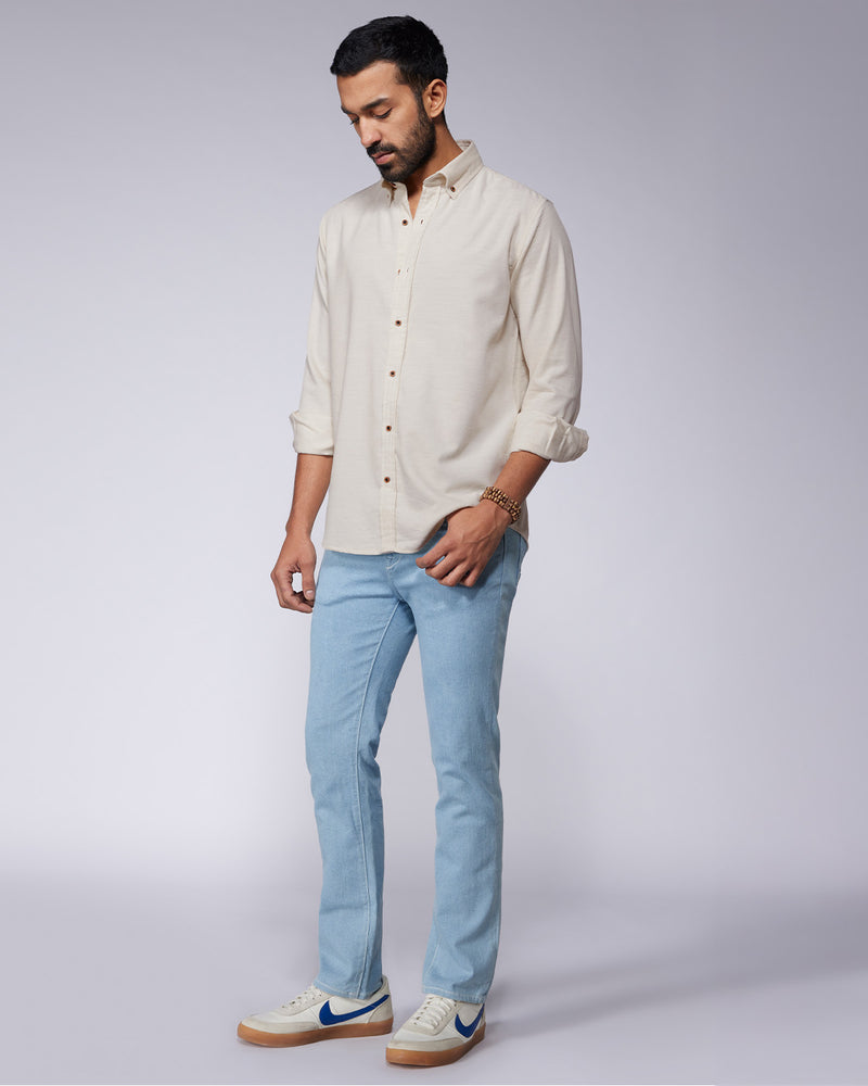 Ecru Melange Corduroy Shirt