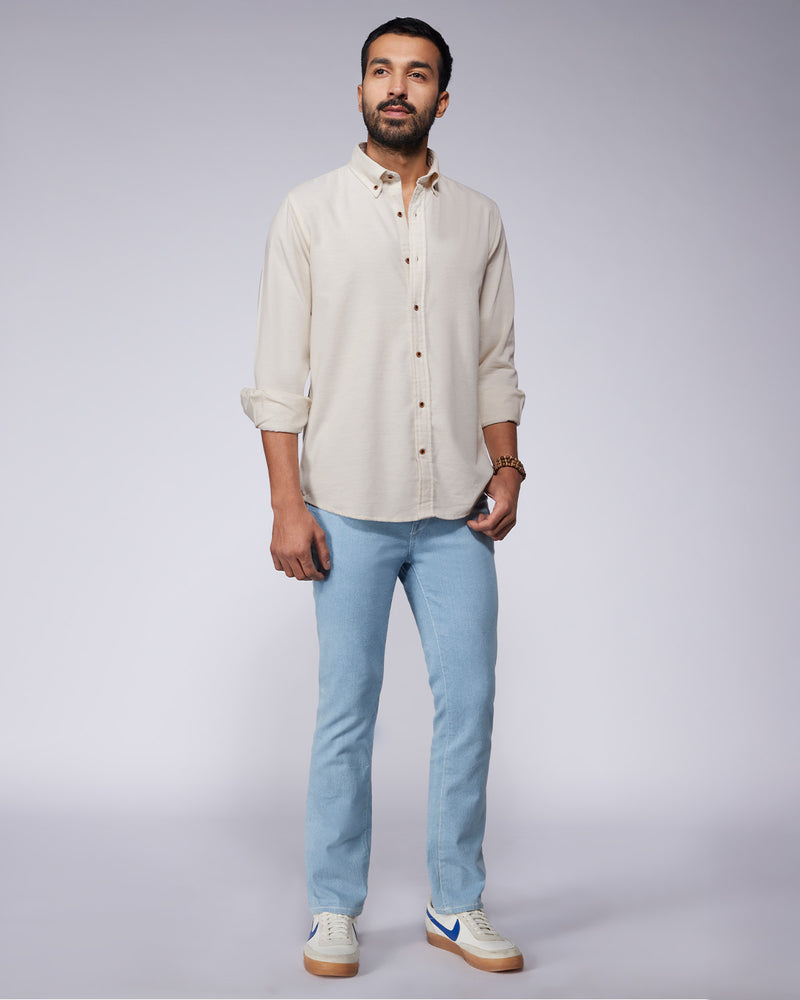 Ecru Melange Corduroy Shirt