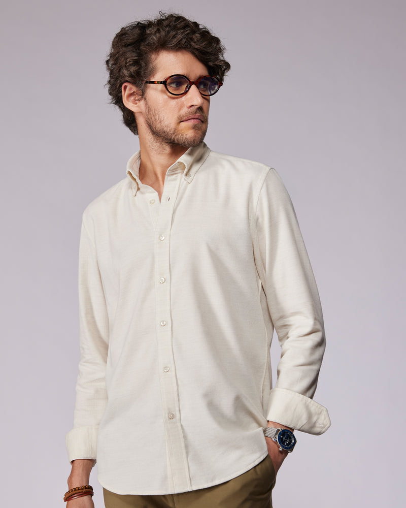 Ecru Melange Corduroy Shirt