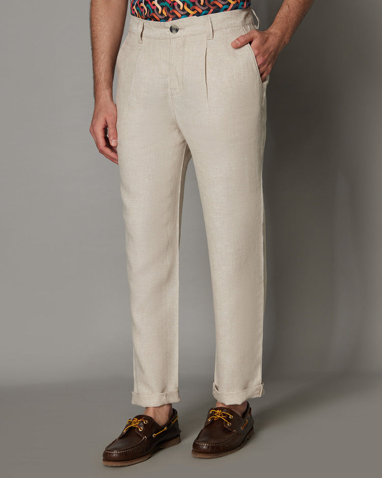 Elegant Linen Pants - Ecru