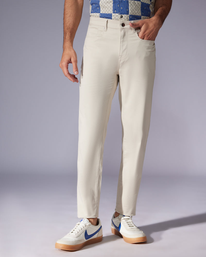 Tailored 5-Pocket Stretch Jeans - Beige