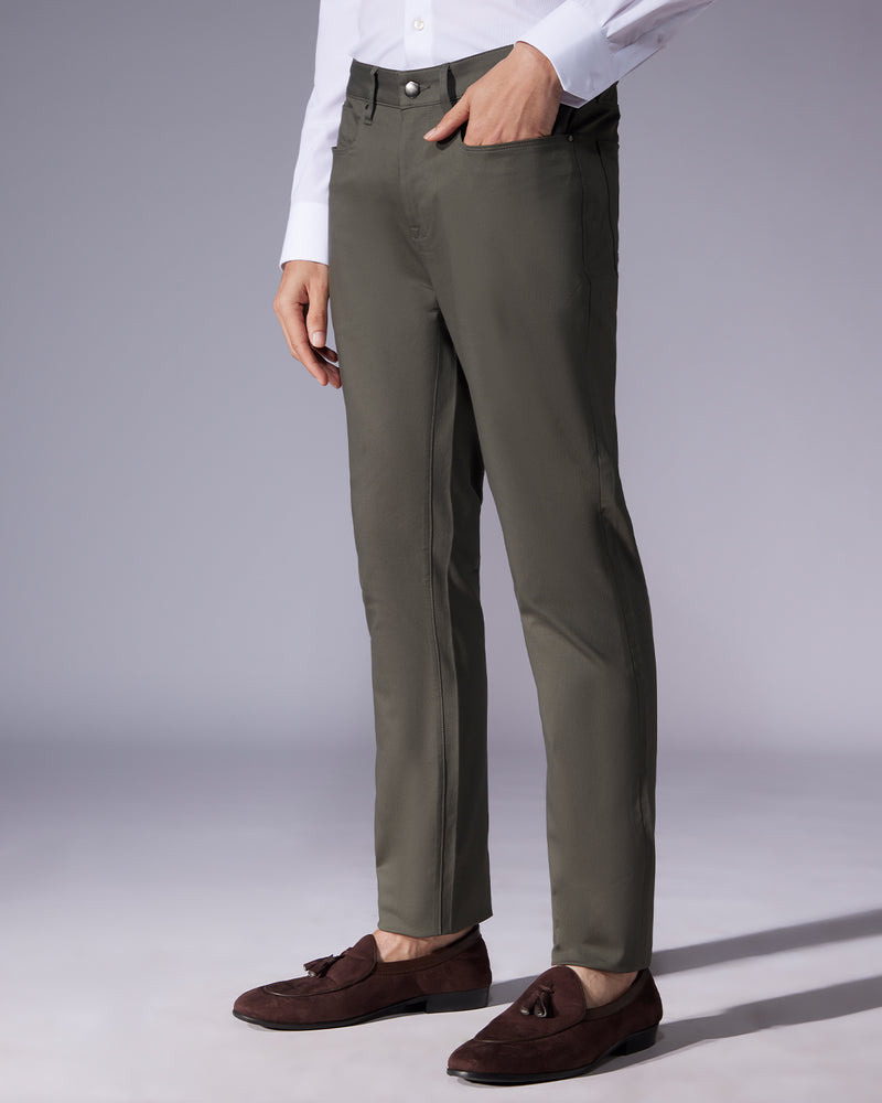 Tailored 5-Pocket Stretch Jeans - Olive