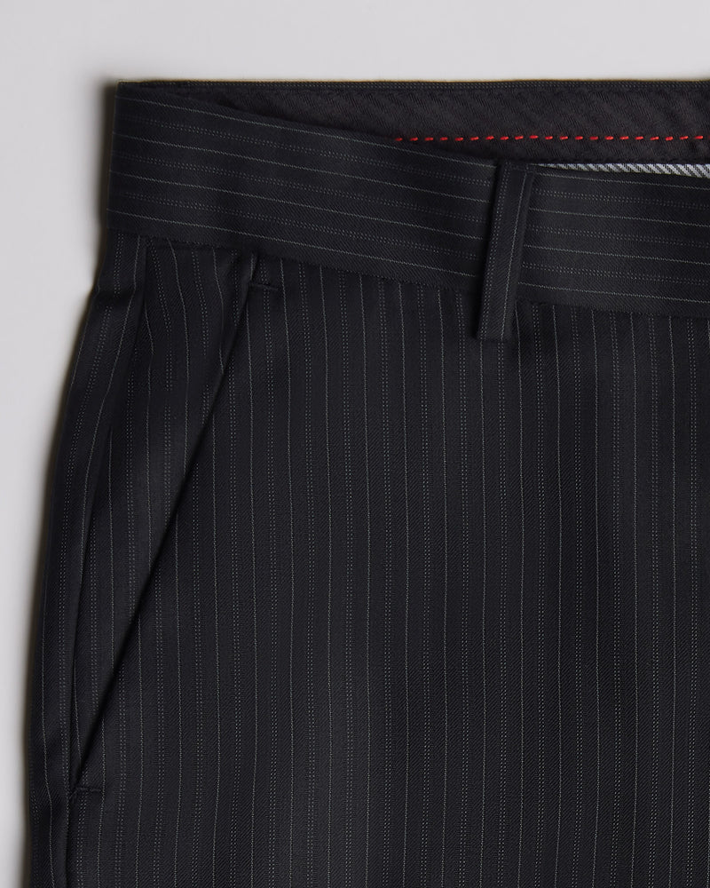 Nirvana Striped Blended Wool Dress Pants - Black