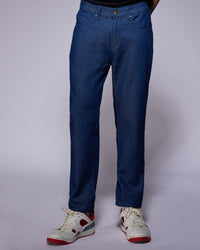 Frosted Blue Rigid Jeans - Mid Blue