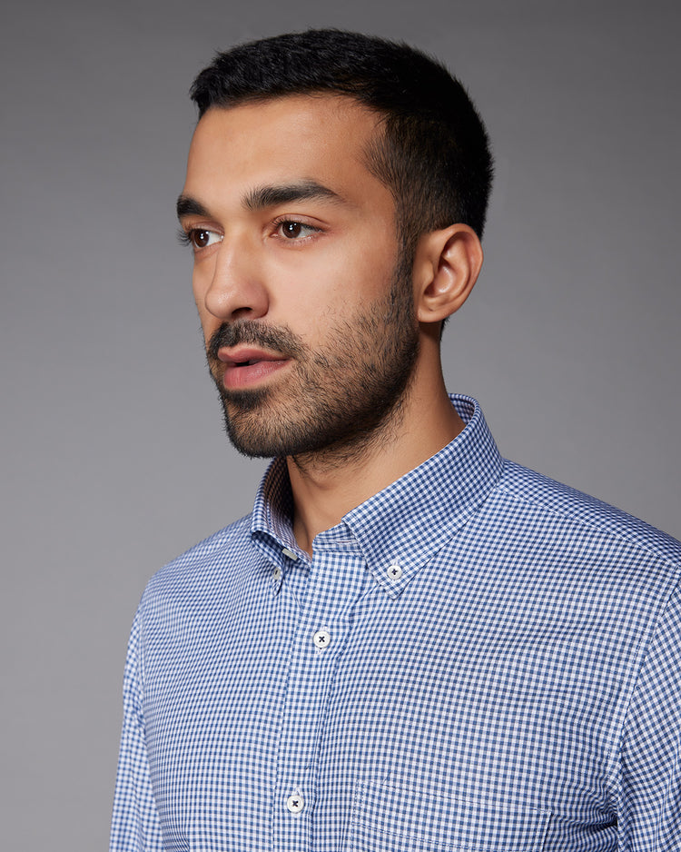 Gingham Checked Shirt - Navy & White