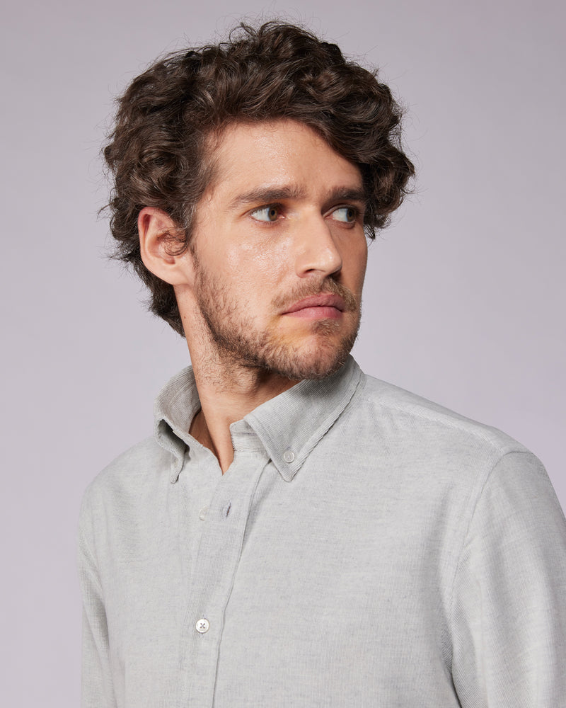 Grey Melange Corduroy Shirt