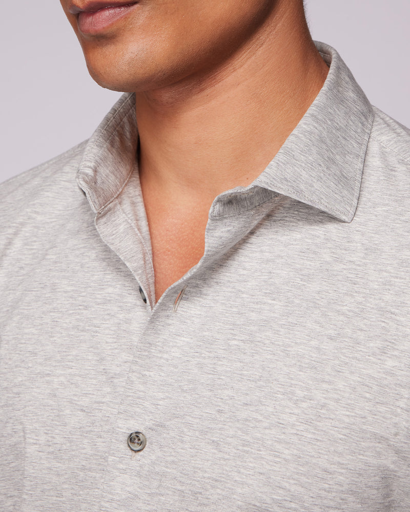 Grey Melange Stretch Knit Shirt