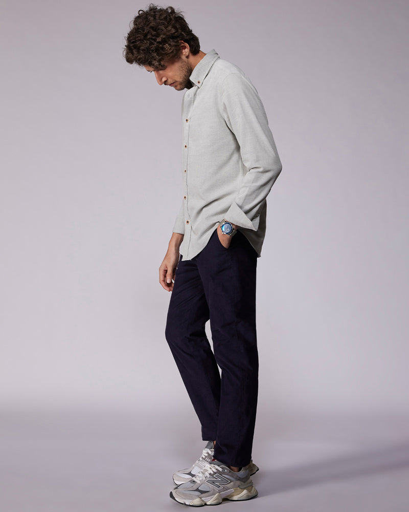 Grey Melange Corduroy Shirt