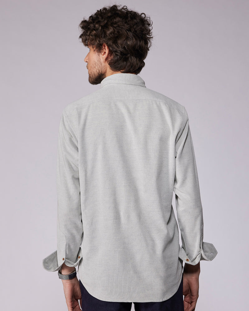 Grey Melange Corduroy Shirt