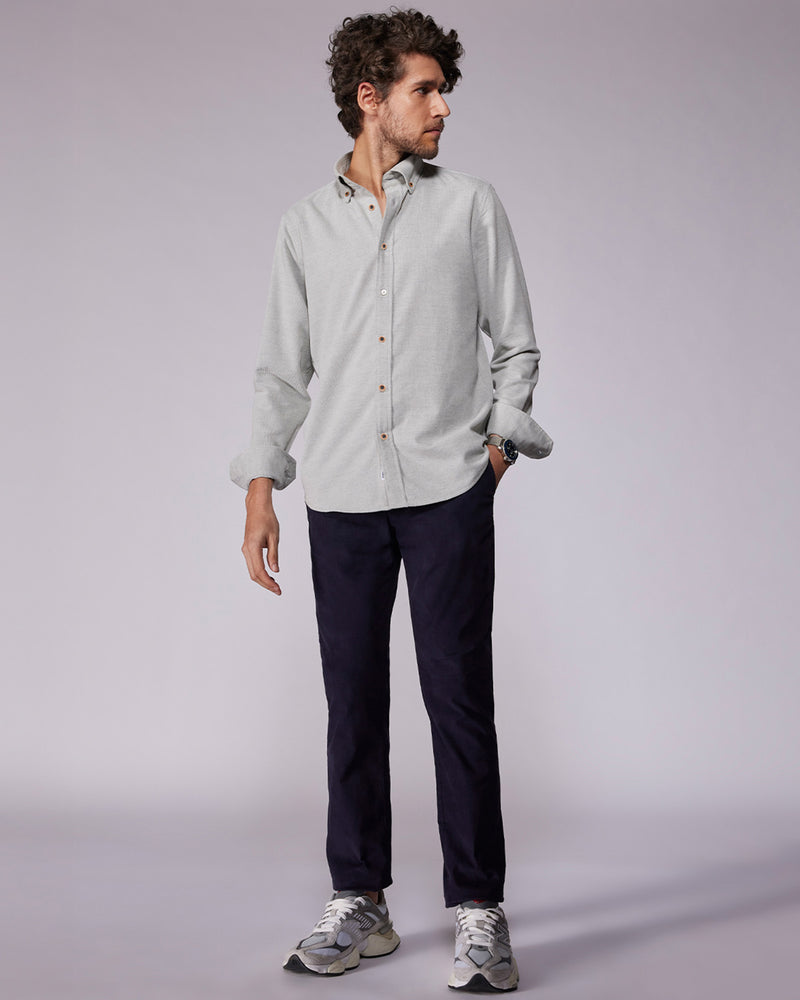 Grey Melange Corduroy Shirt