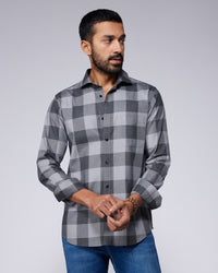 Grey Twill Checked Shirt