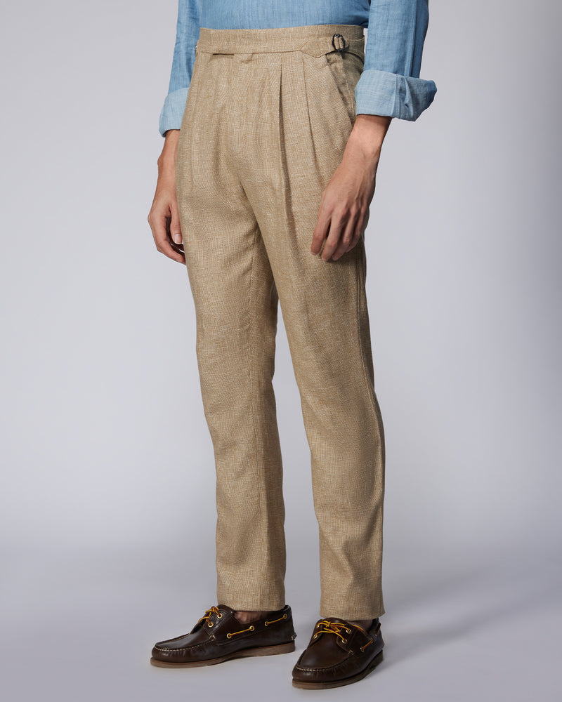 Harmony Cotton Linen Neapolitan Dress Pants - Beige