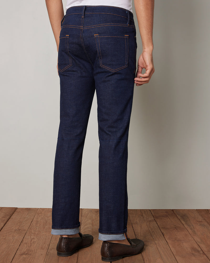 Hatched Blue Stretch Jeans