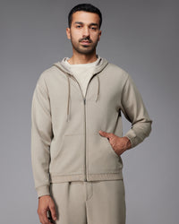 Luxe Zipper Hoodie - Light Olive