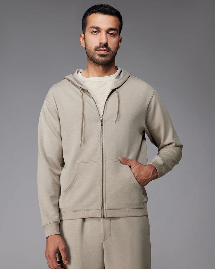 Luxe Zipper Hoodie - Light Olive