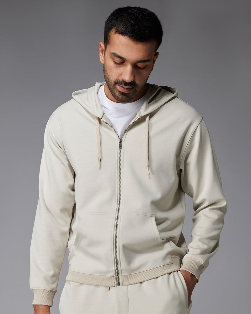 Luxe Zipper Hoodie - Light Grey