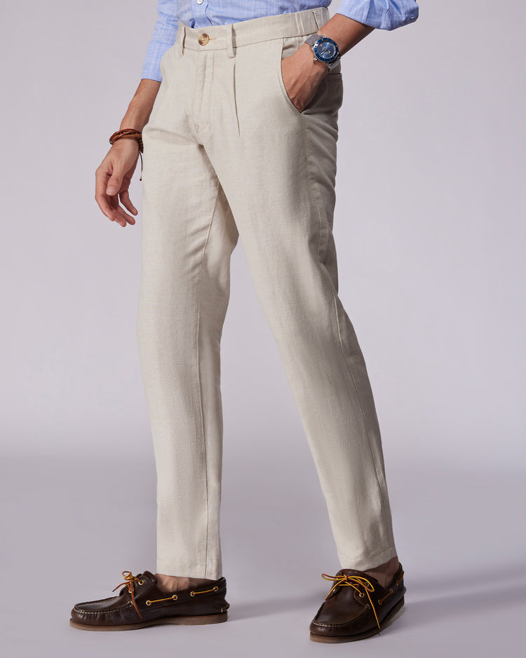 Symphony Cotton Linen Pants - Light Beige