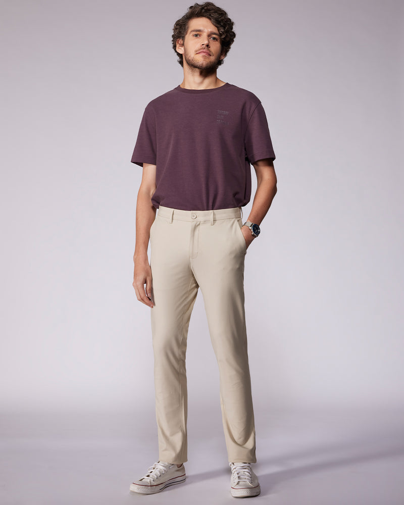 Tailored 4-Way Stretch Twill Smart Pants - Beige