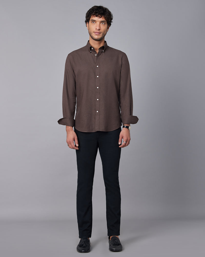 Brown Brushed Twill Shirt