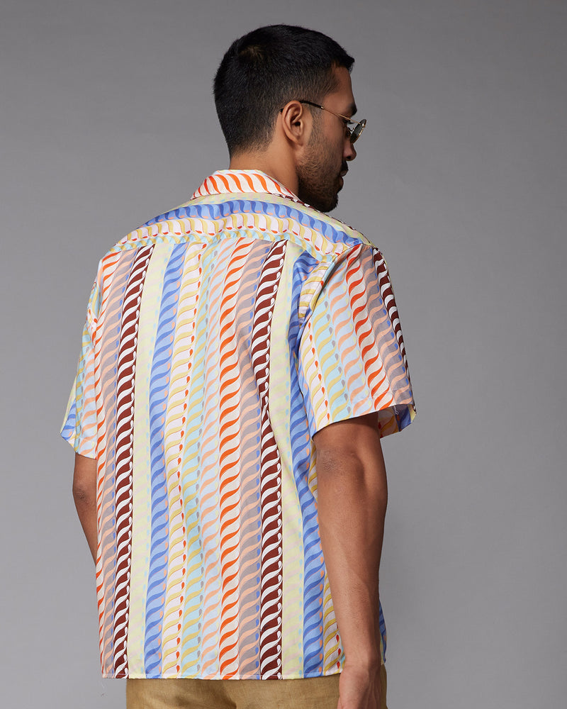 Multicoloured Half-Sleeve Striped Shirt